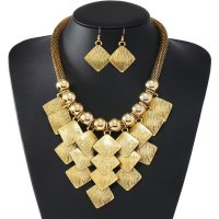 SET738 - Multi-Layered Rhombus Necklace Set